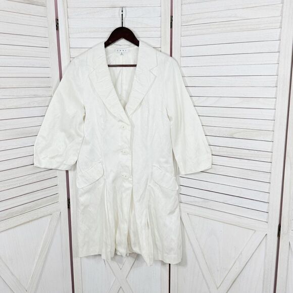 Cabi Artist Style Tunic Long Line Jacket Ivory Medium Pleated Button Front - Picture 10 of 16